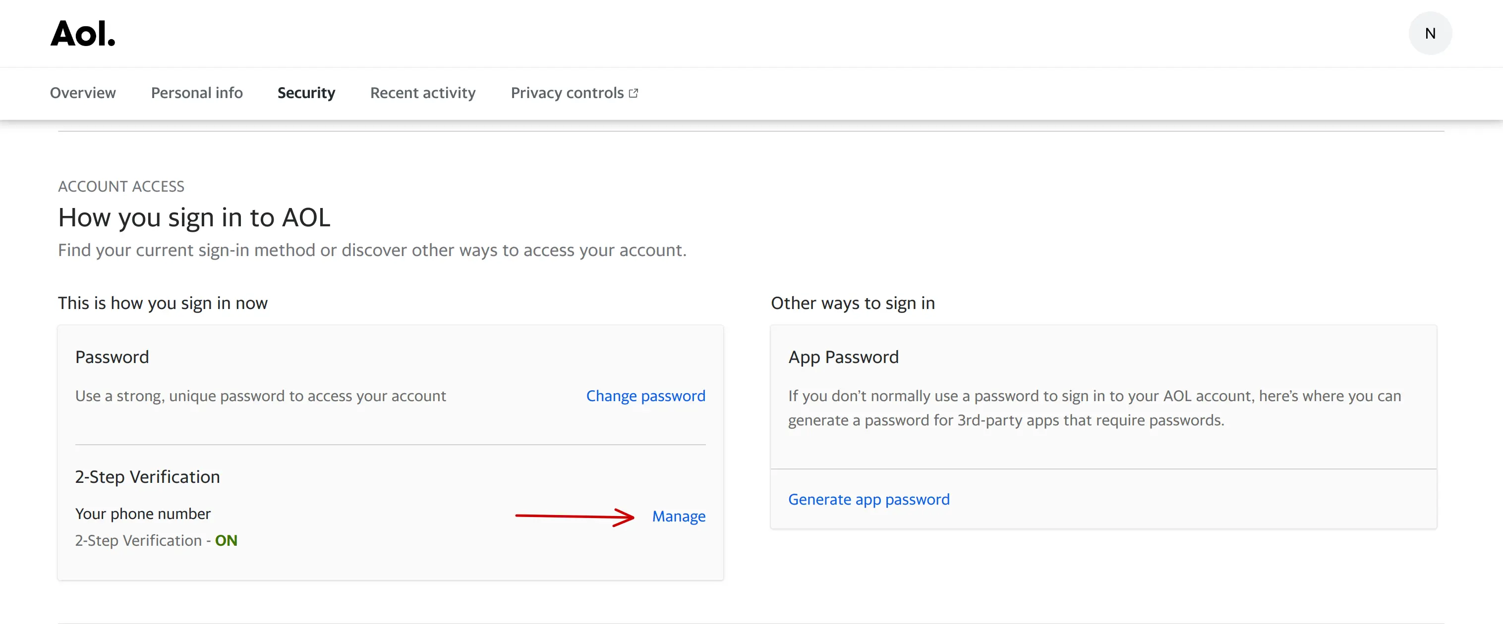aol-2-step-verification-manage