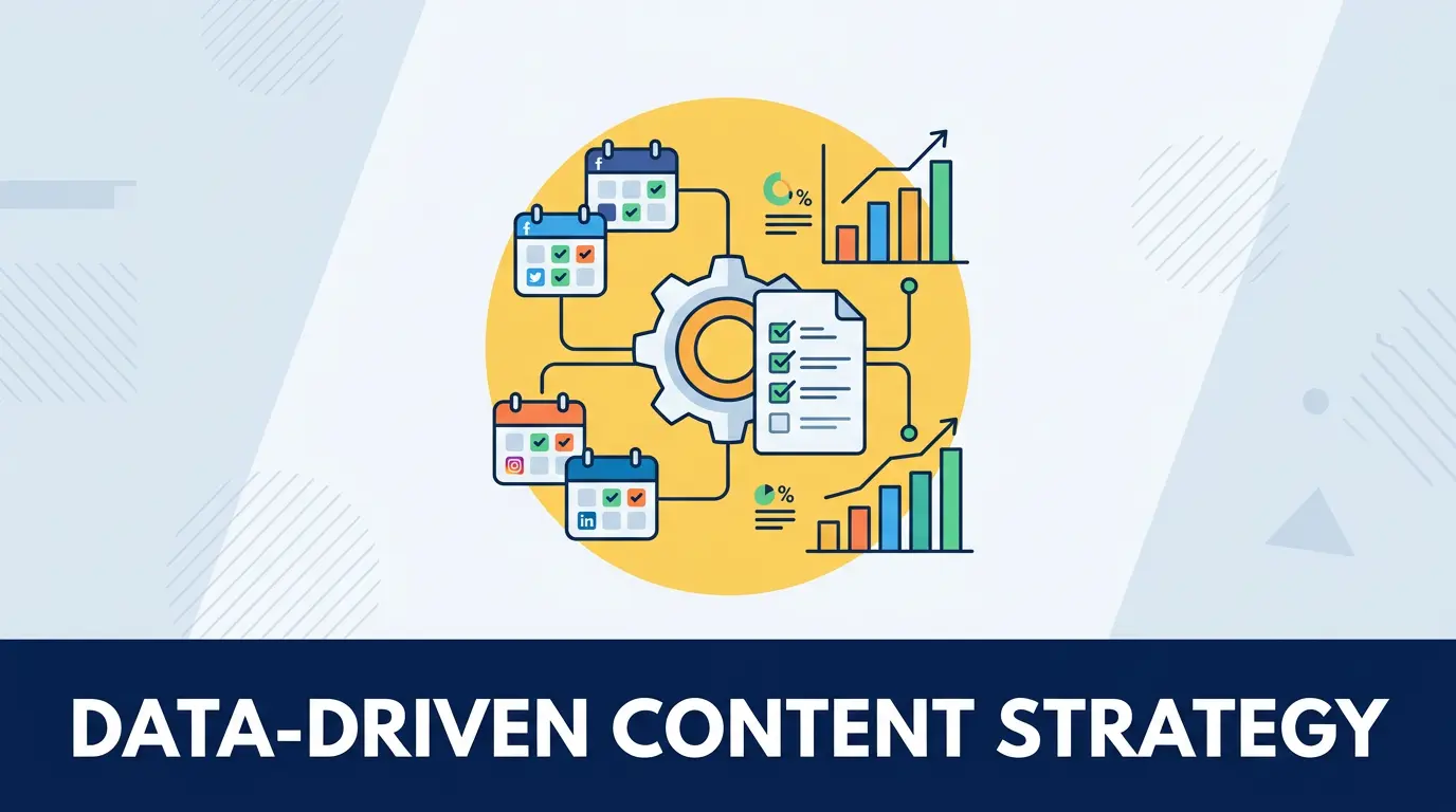 Data-driven content marketing strategy and AI social media scheduling dashboard